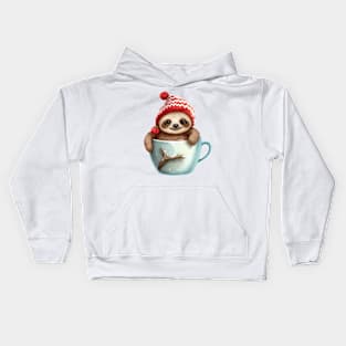 Christmas Sloth Inside Cup Kids Hoodie